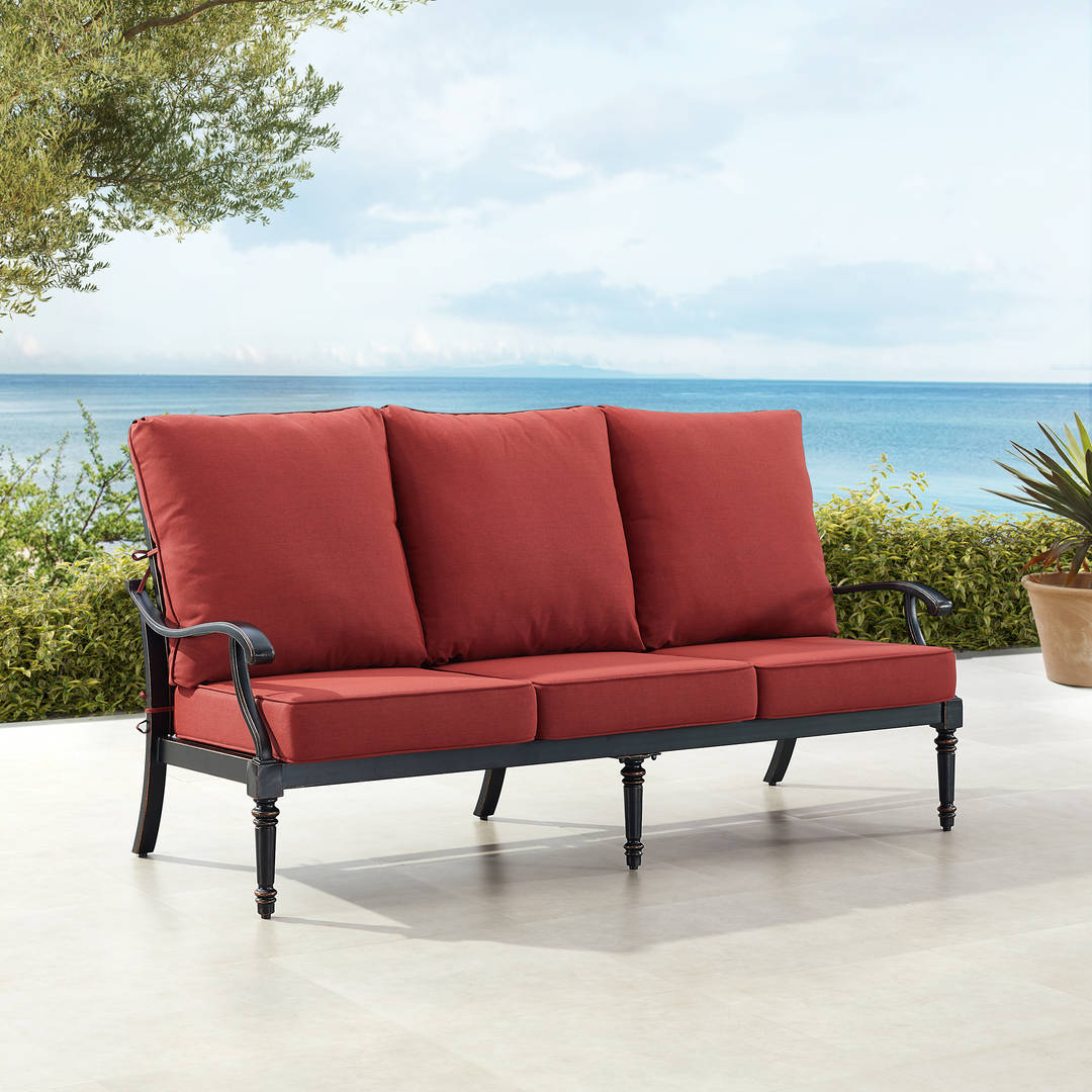 Black Aluminum Patio Deep Seating Sofa with Cushions