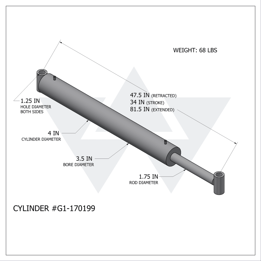 Galbreath™ Double Acting Hydraulic Cylinder (3.5" X 1.75" X 34")