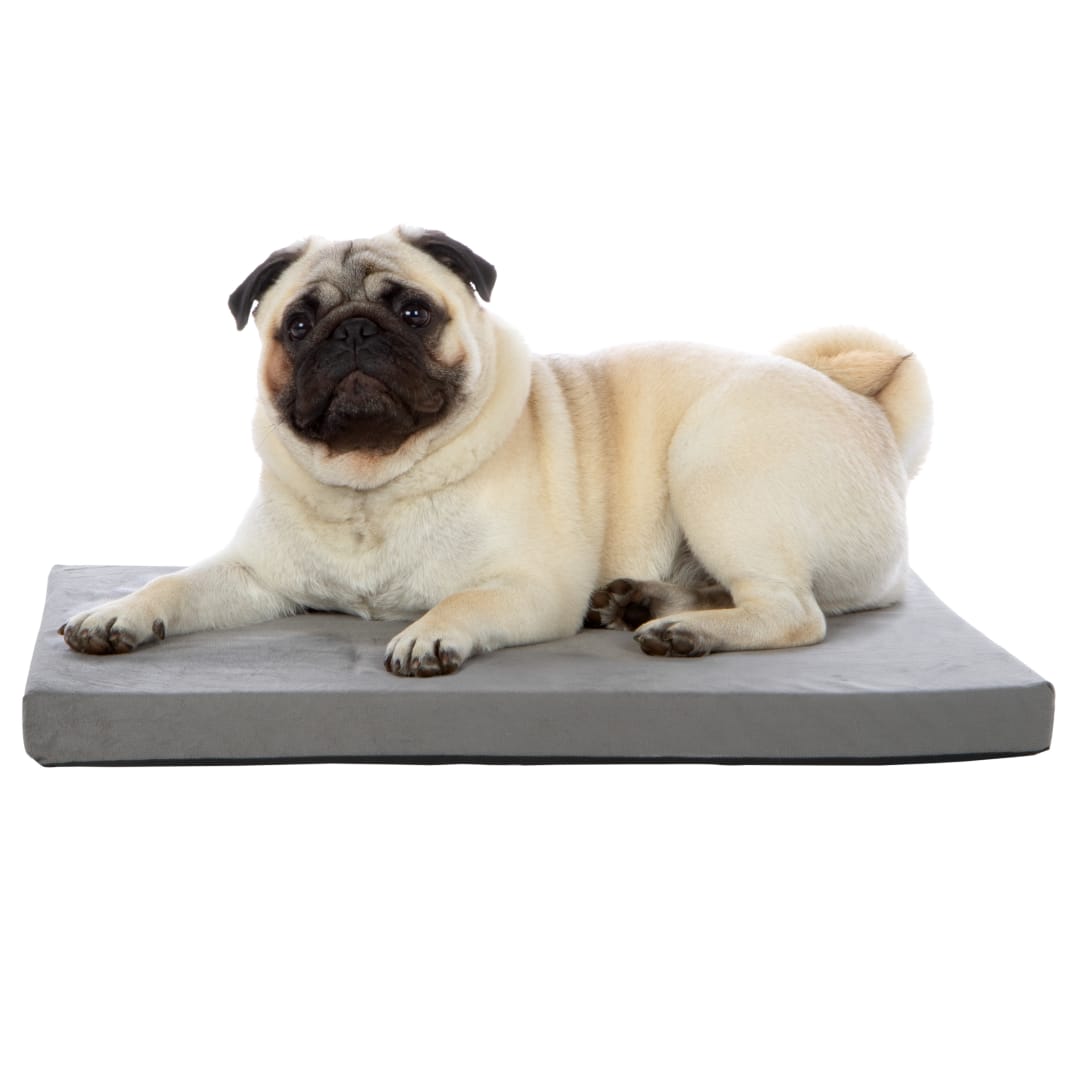 FurHaven Restful Dreamer Velvet Covered Orthopedic Foam Deluxe Crate Mat, Gray, Small