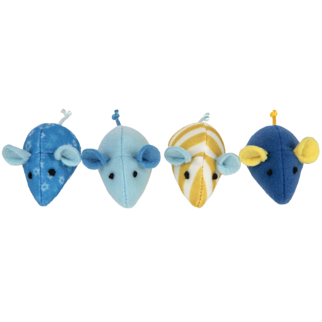 SmartyKat Skitter Mice Hanukkah Soft Plush Catnip Mice Cat Toys, Set of 4