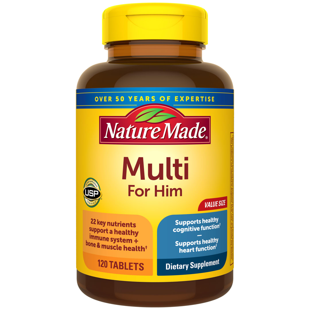 Nature Made Multivitamin For Him with No Iron, Mens Multivitamins for Daily Nutritional Support, Multivitamin for Men, 120 Tablets, 120 Day Supply