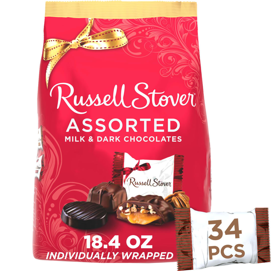RUSSELL STOVER Christmas Assorted Milk & Dark Chocolate Gift Bag, 18.4 oz.
