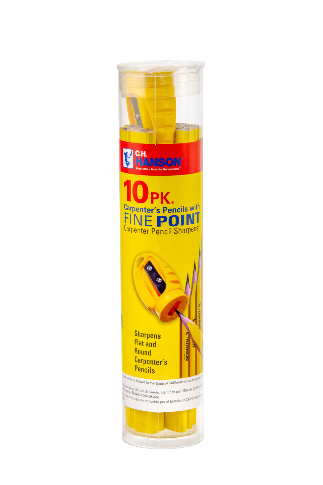 10 Carpenter Pencils With 1 Sharpener