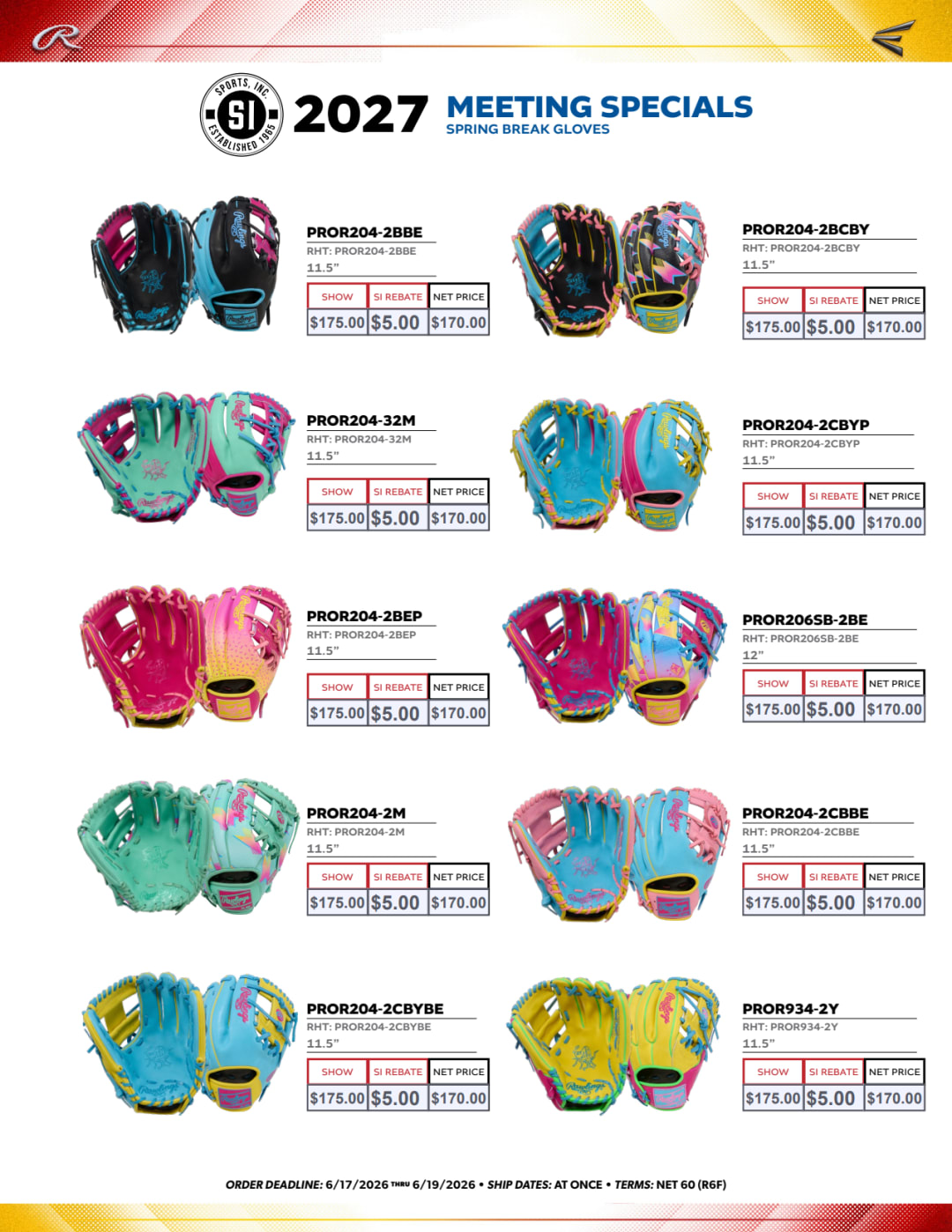 6. 2026 SI Meeting Show Specials – SPRING BREAK GLOVES