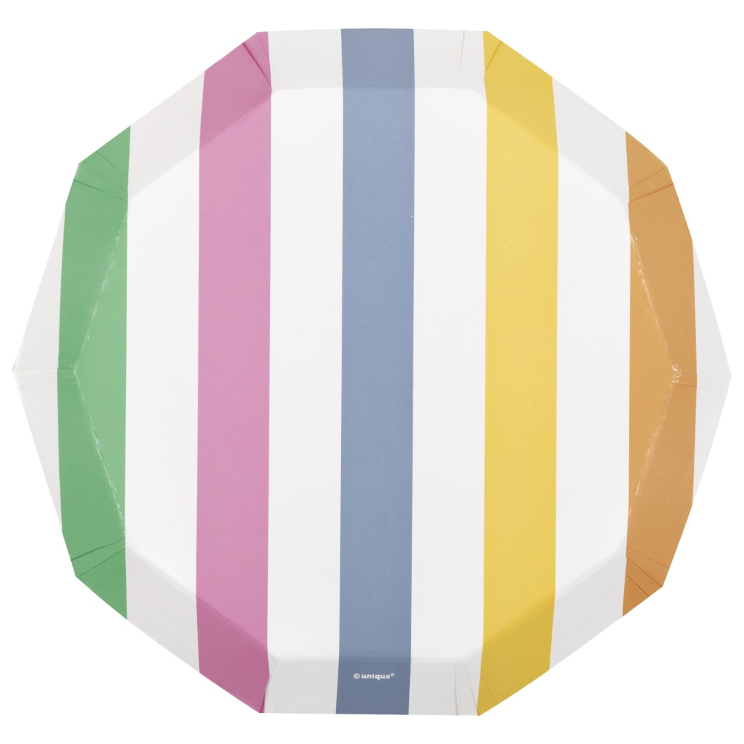 Summer Chic Decagon-Shaped Shallow 8.25" Dessert Plates, 8ct