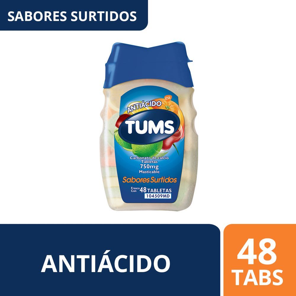 TUMS Antiácido Tabletas Masticables Extra Surtido 48 tabs