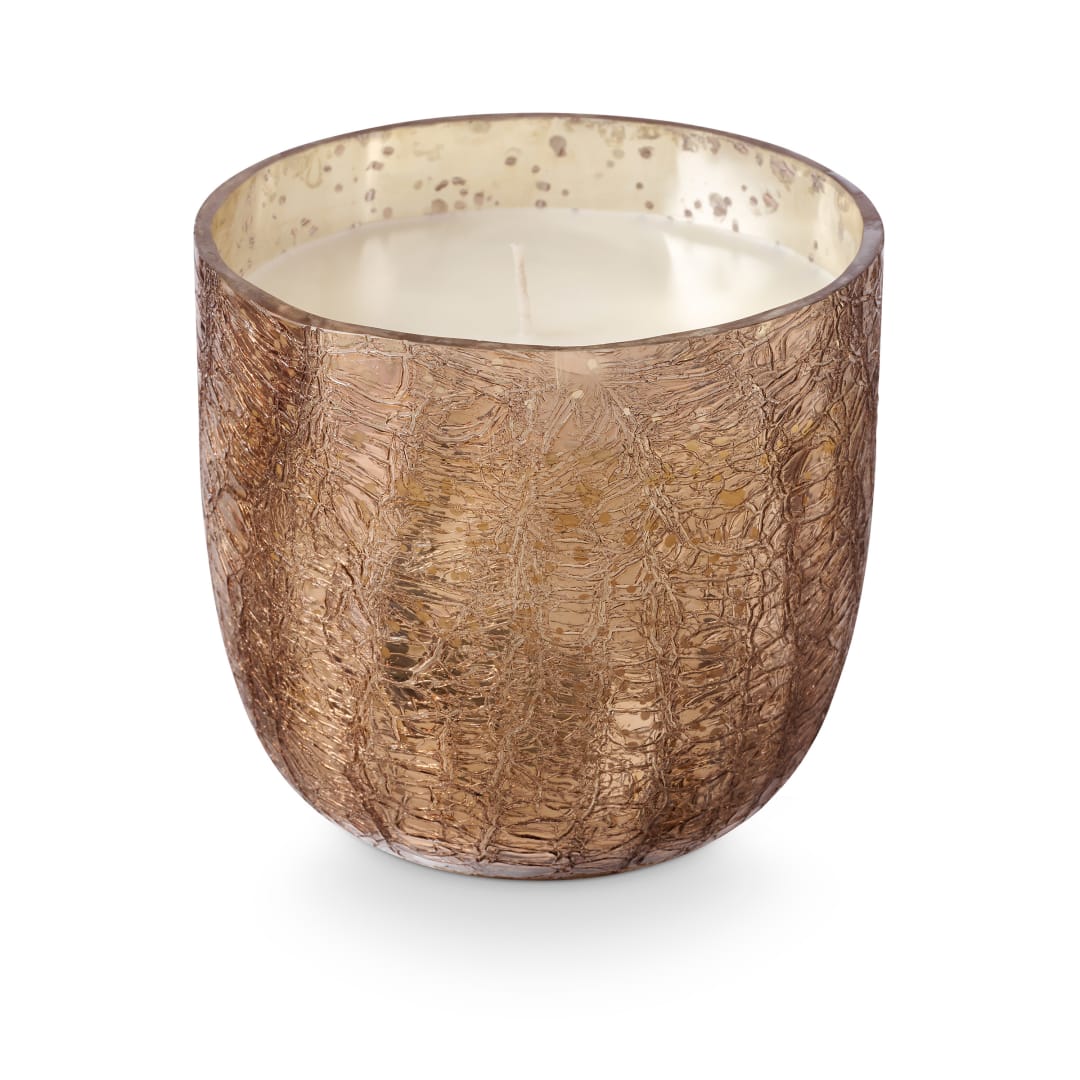 4628411900 - Woodfire Crackle Glass Candle, Brown, STOCK: 117