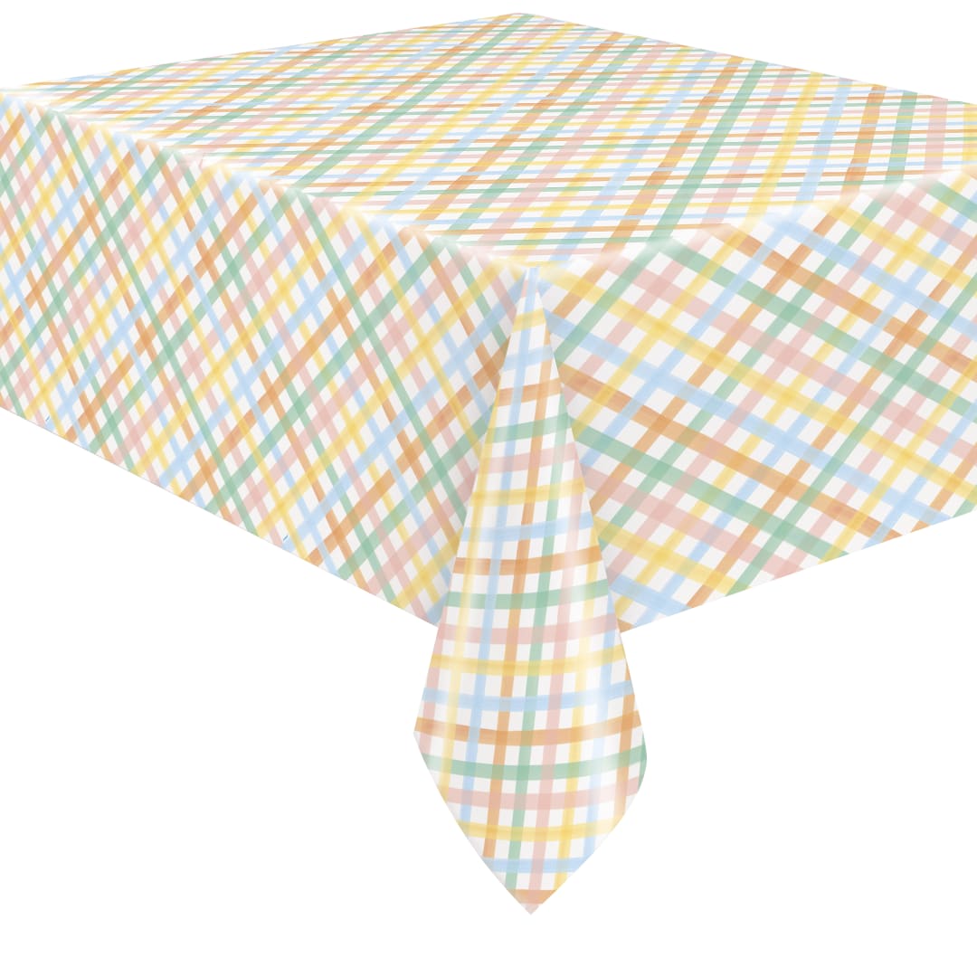 Pastel Plaid Flannel Backed Vinyl Rectangular Table Cover, 54" x 84"