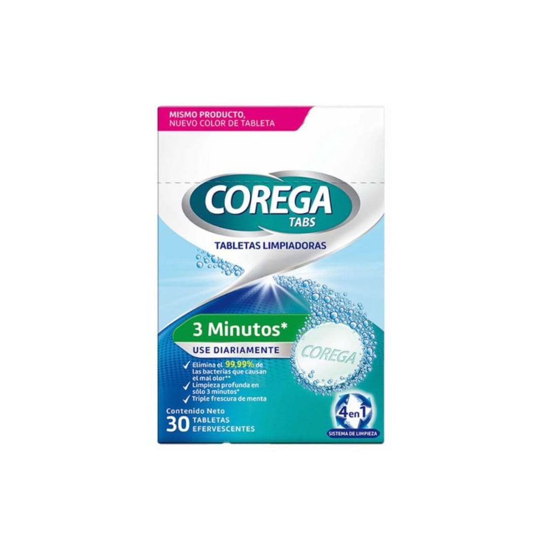 Corega Tabs, limpieza profunda para aparatos dentales 30 unds.