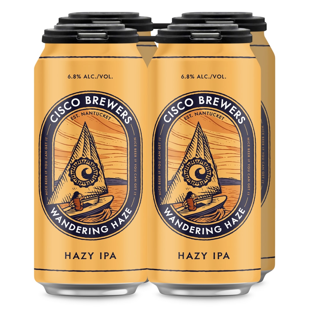 Cisco Brewers Wandering Haze Hazy IPA, 4 Pack Beer, 16 fl. Oz. Cans, 6.8% ABV