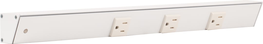 18" White APT Angle Power Strip, white receptacles, left wire entry