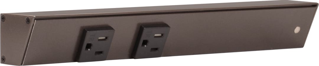 12" Bronze APT Angle Power Strip, black receptacles, right wire entry