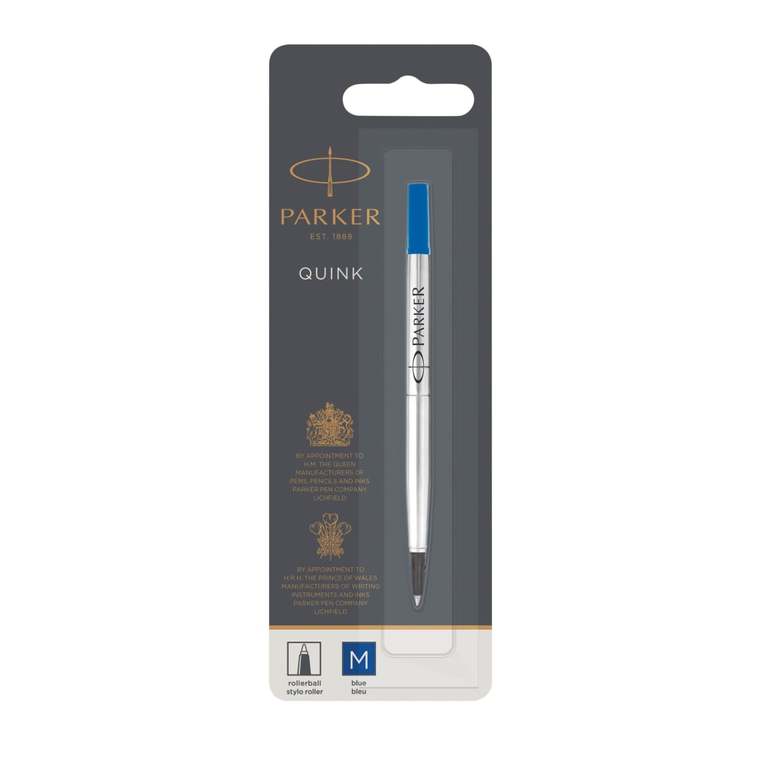 Parker Recambio Para Bolígrafo Roller, Punta Mediana, Tinta Azul, Paquete De 1
