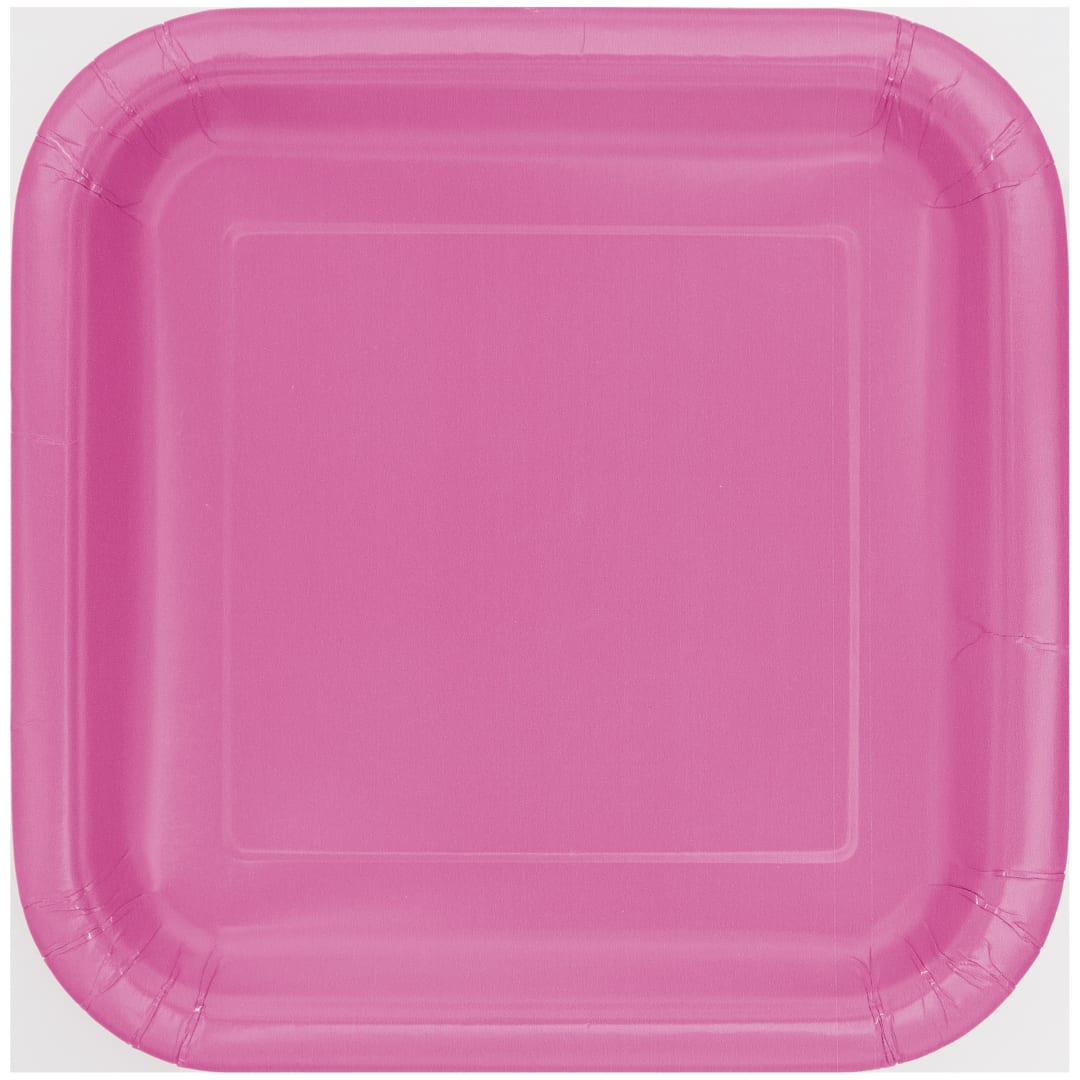 Hot Pink Solid Square 7" Dessert Plates, 16ct
