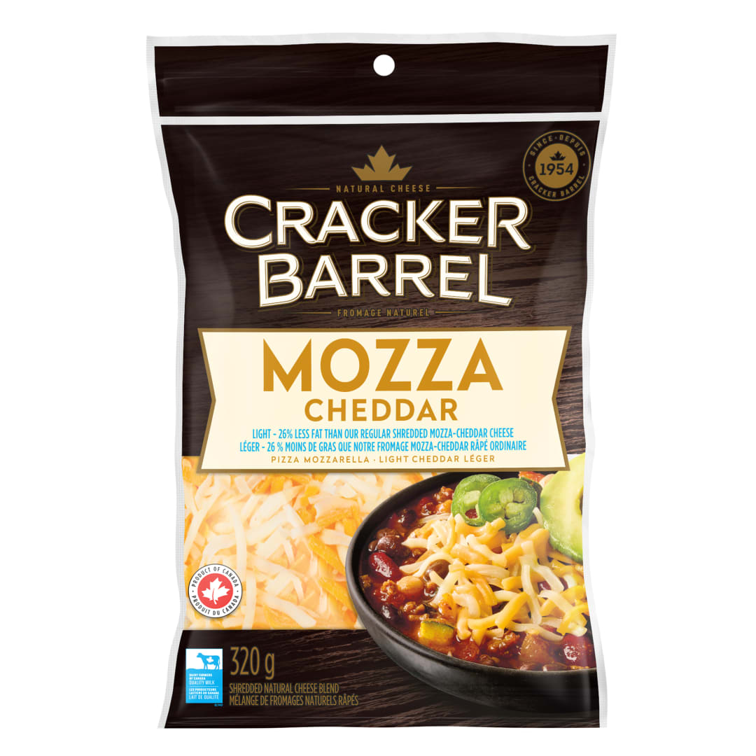Cracker Barrel Mozza Cheddar Light Shredded Cheese, 320g