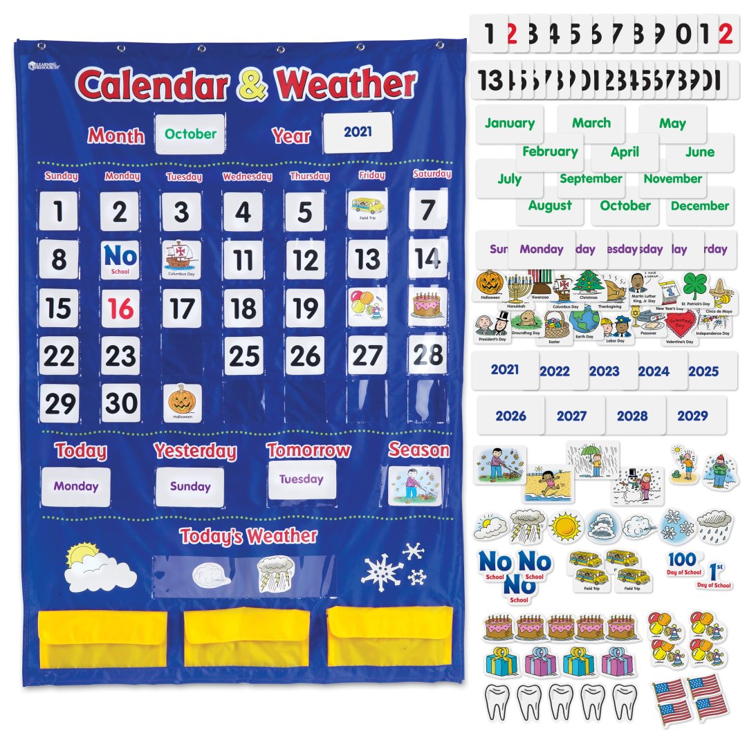 CALENDAR & WEATHER POCKET CHART