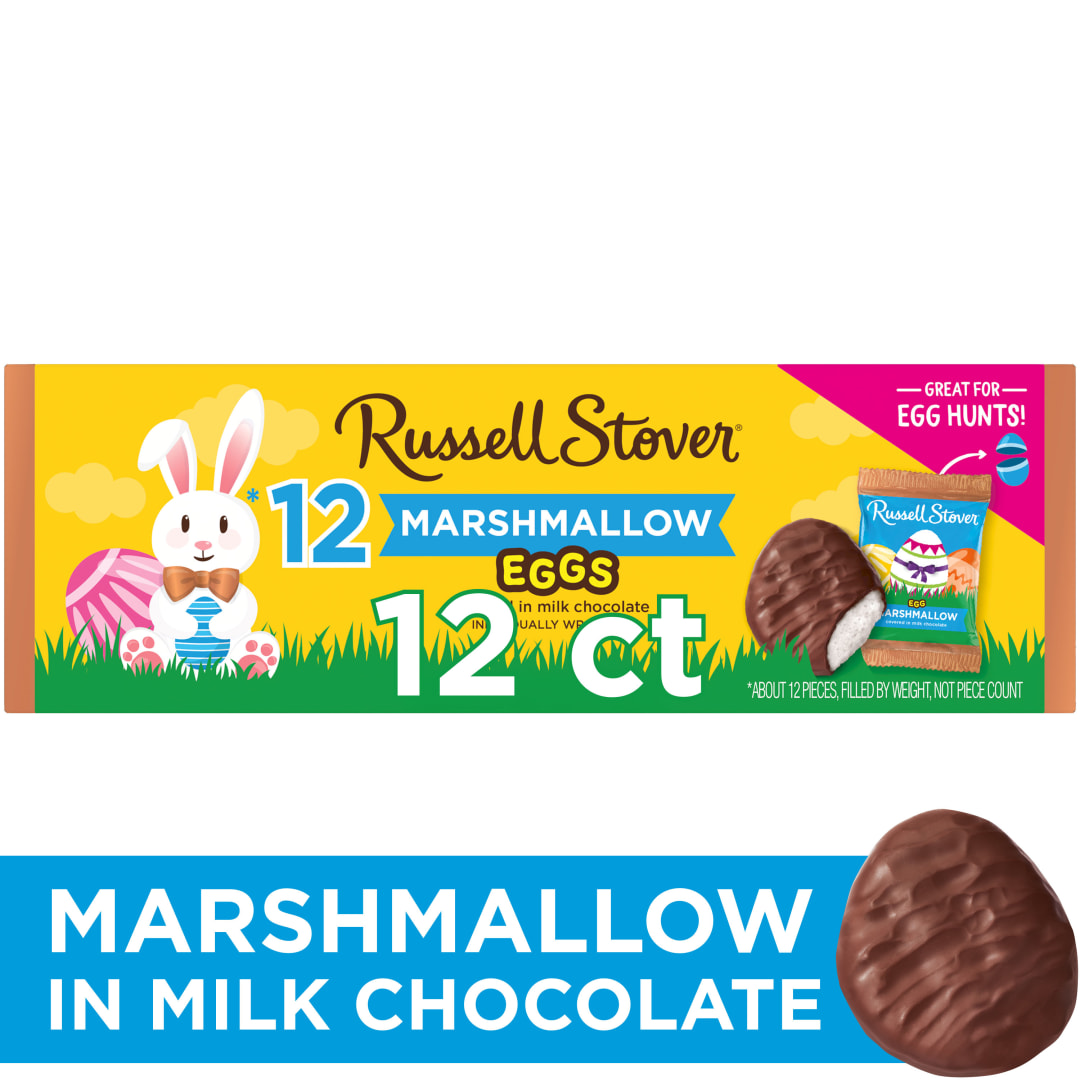 RUSSELL STOVER Marshmallow Milk Chocolate Candy Easter Egg Crate, 12 ct.