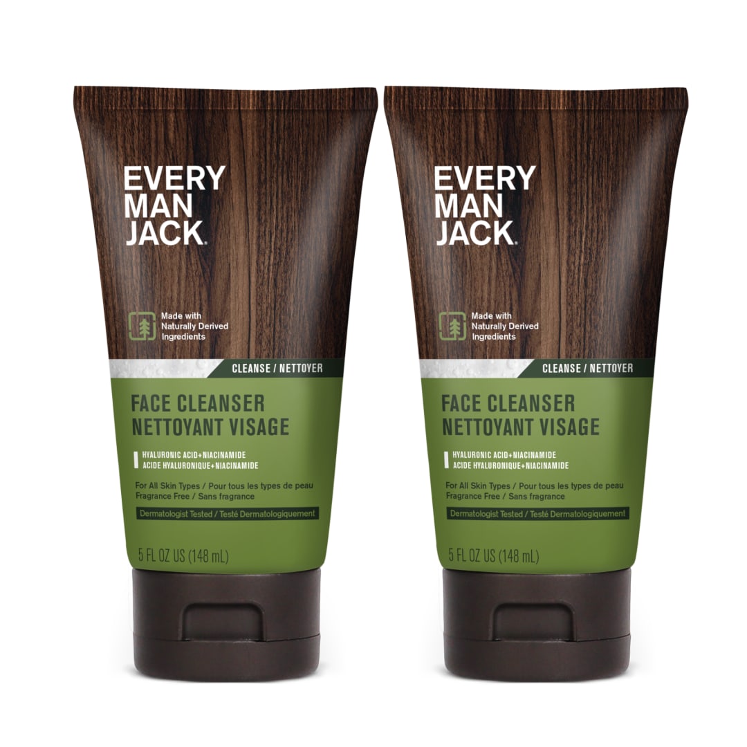 Every Man Jack Daily Energizing Face Wash for Men - Deeply Cleanse, Moisturize, and Revive Dry, Tired Skin with Hyaluronic Acid and Caffeine - 148 mL Men's Face Wash - Twin Pack
