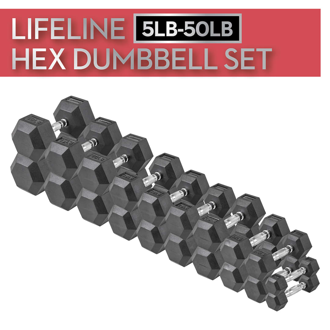 Lifeline Hex Rubber Dumbbell F