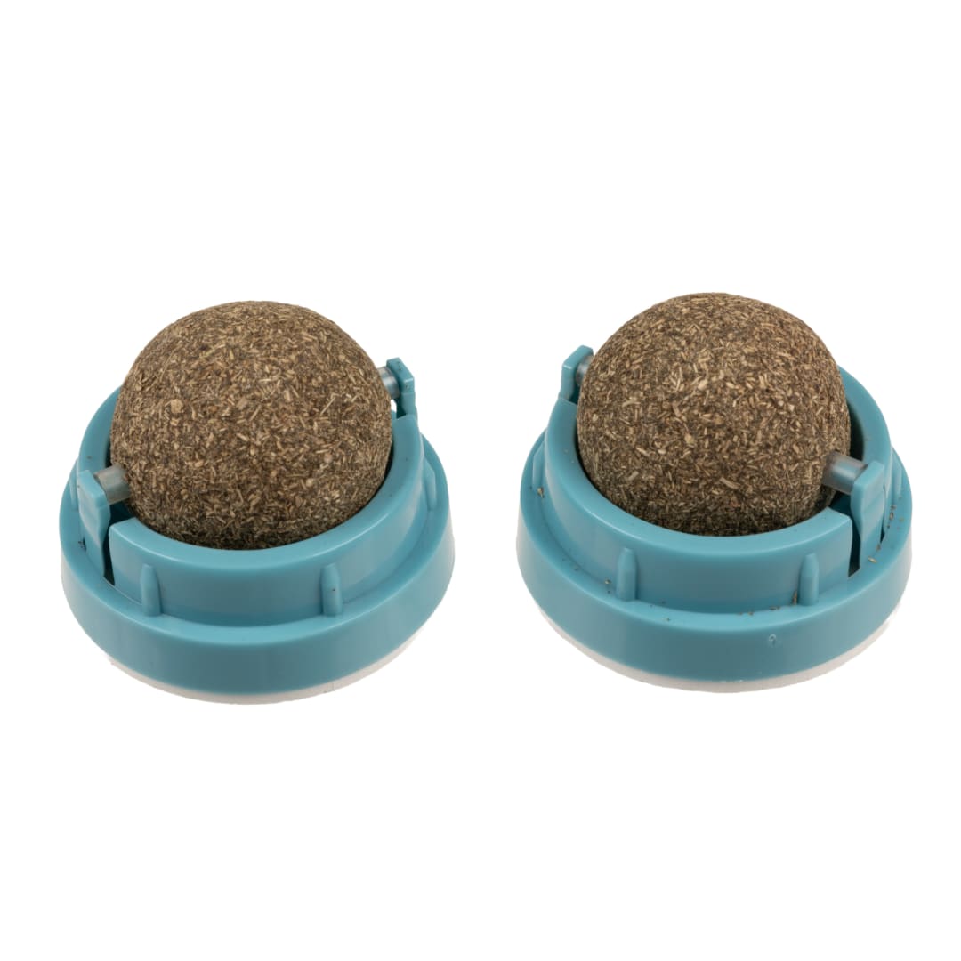 SmartyKat Smarty Stickups Catnip Ball Cat Toys, Set of 2, Peel-and-Stick Spinning Catnip Balls for Cats and Kittens
