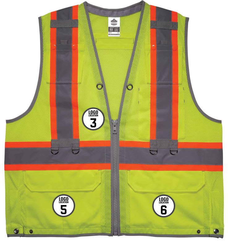 GloWear 8231TV Hi-Vis Tool Tethering Safety Vest - Type R, Class 2, Zipper, Dual Certified