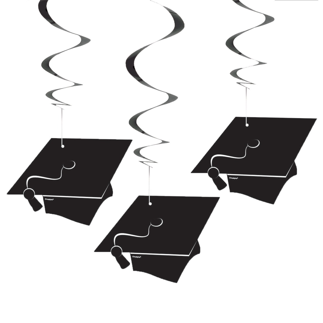 Grad Hanging Swirl Decorations, 26", 3ct