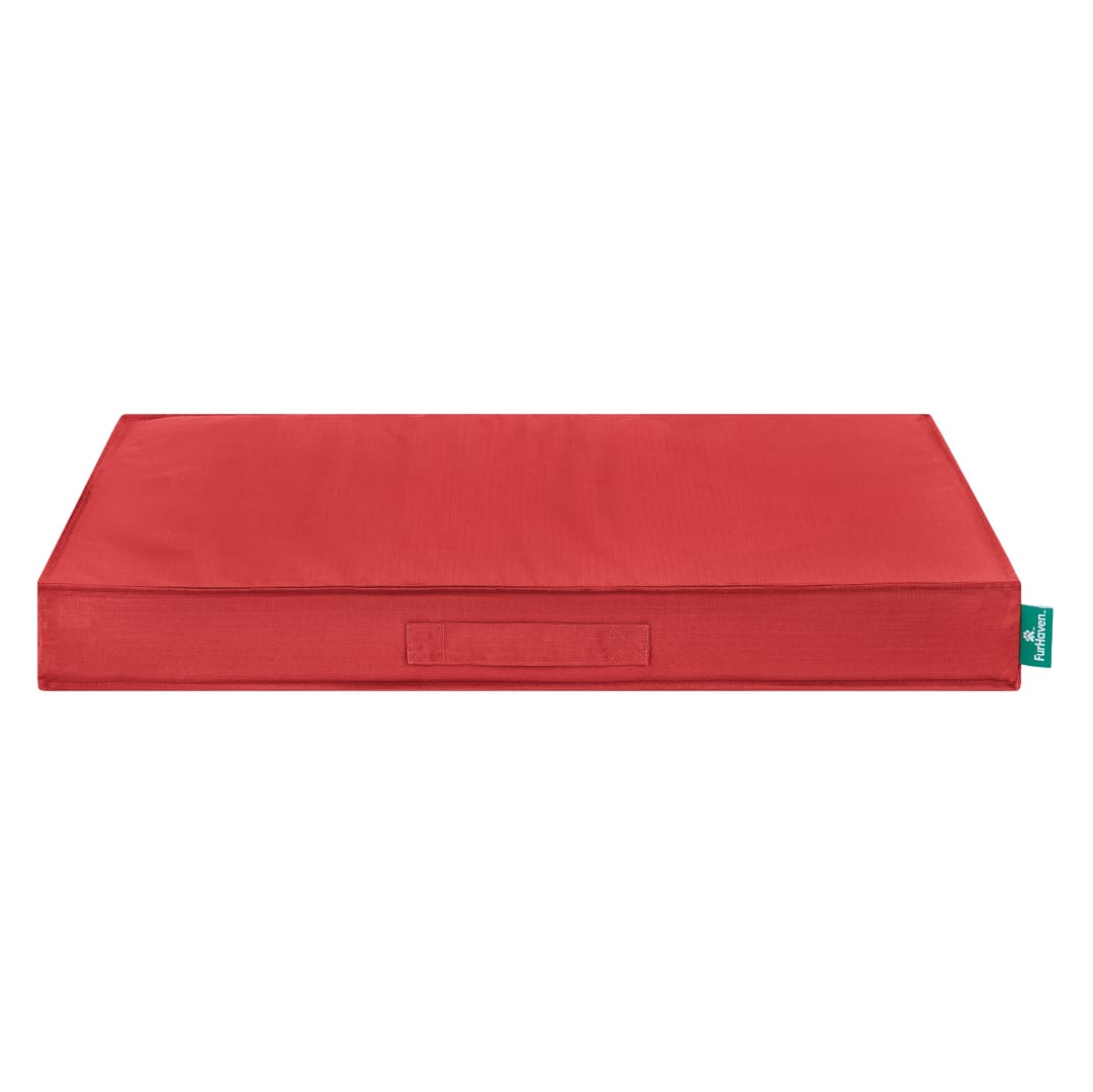FurHaven Gridded Ripstop Cooling Gel-Top All-Weather Deluxe Orthopedic Mattress, Red, Medium