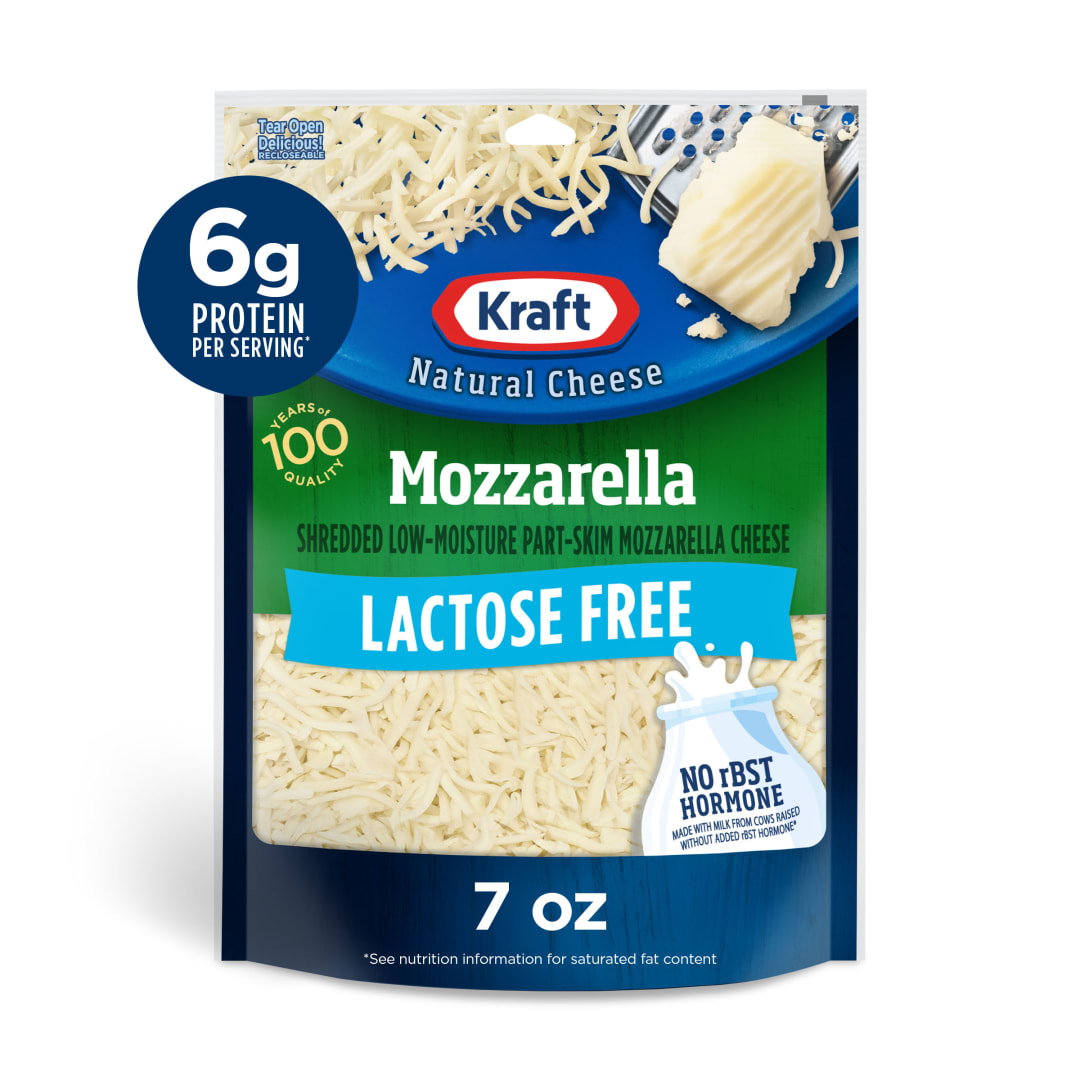 Kraft Natural Lactose Free Mozzarella Shredded Cheese, 7 oz Bag
