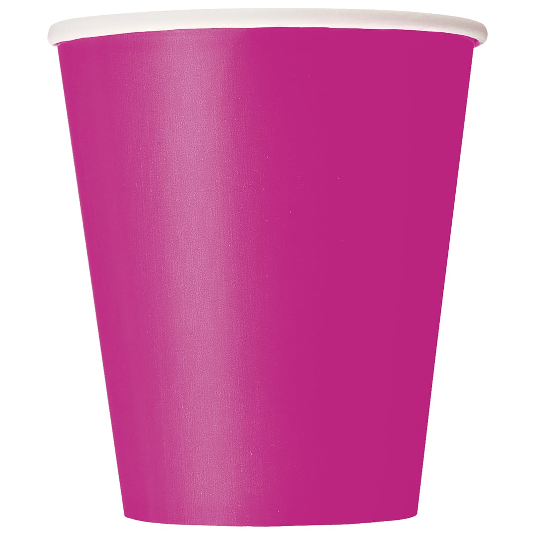 Neon Pink Solid 9oz Paper Cups, 20ct