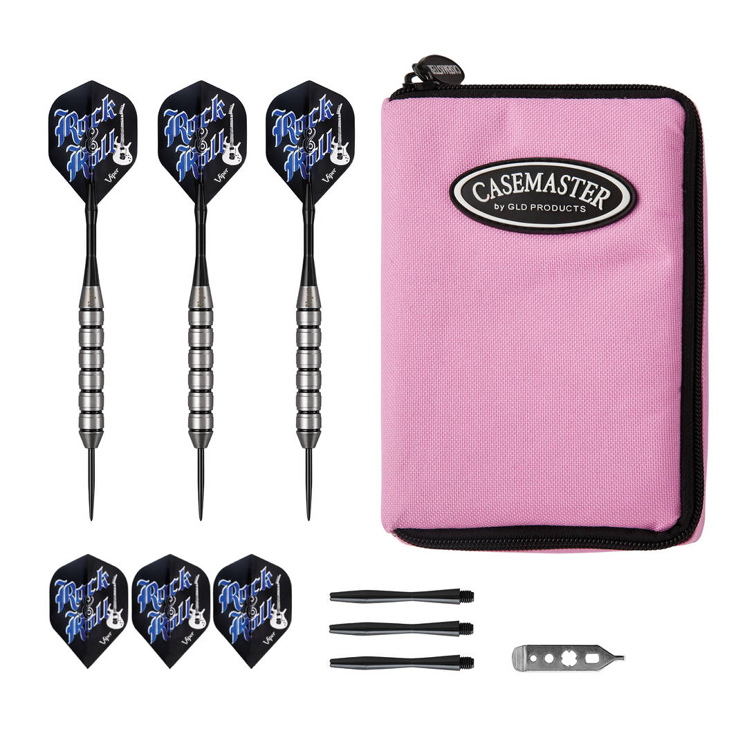 Viper Underground Rock & Roll Steel Tip Darts 23 Grams and Casemaster Select Pink Nylon Dart Case