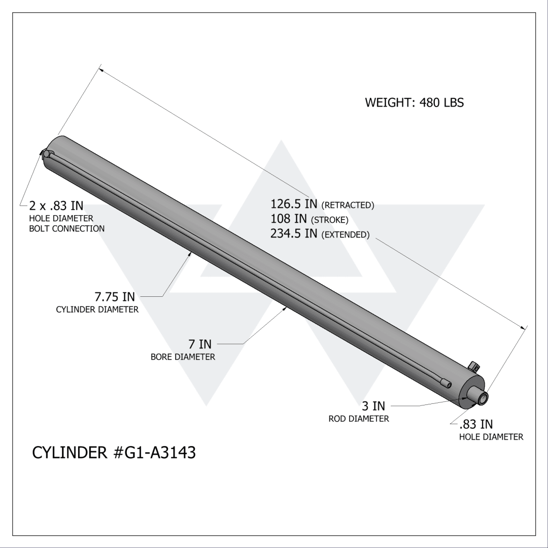 Galbreath™ Double Acting Winch Cylinder (7" X 3" X 108")