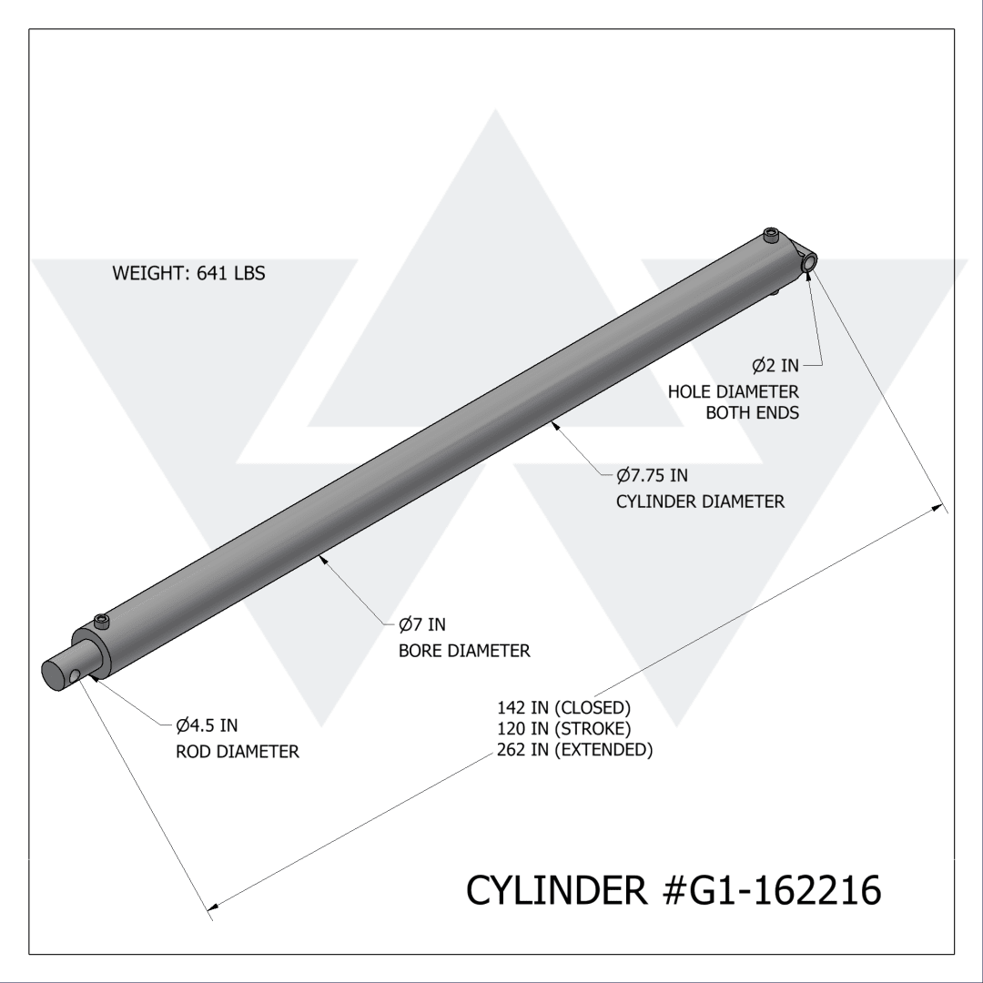 Galbreath™ Cylinder Hydraulic 7X120X4.5 Rod