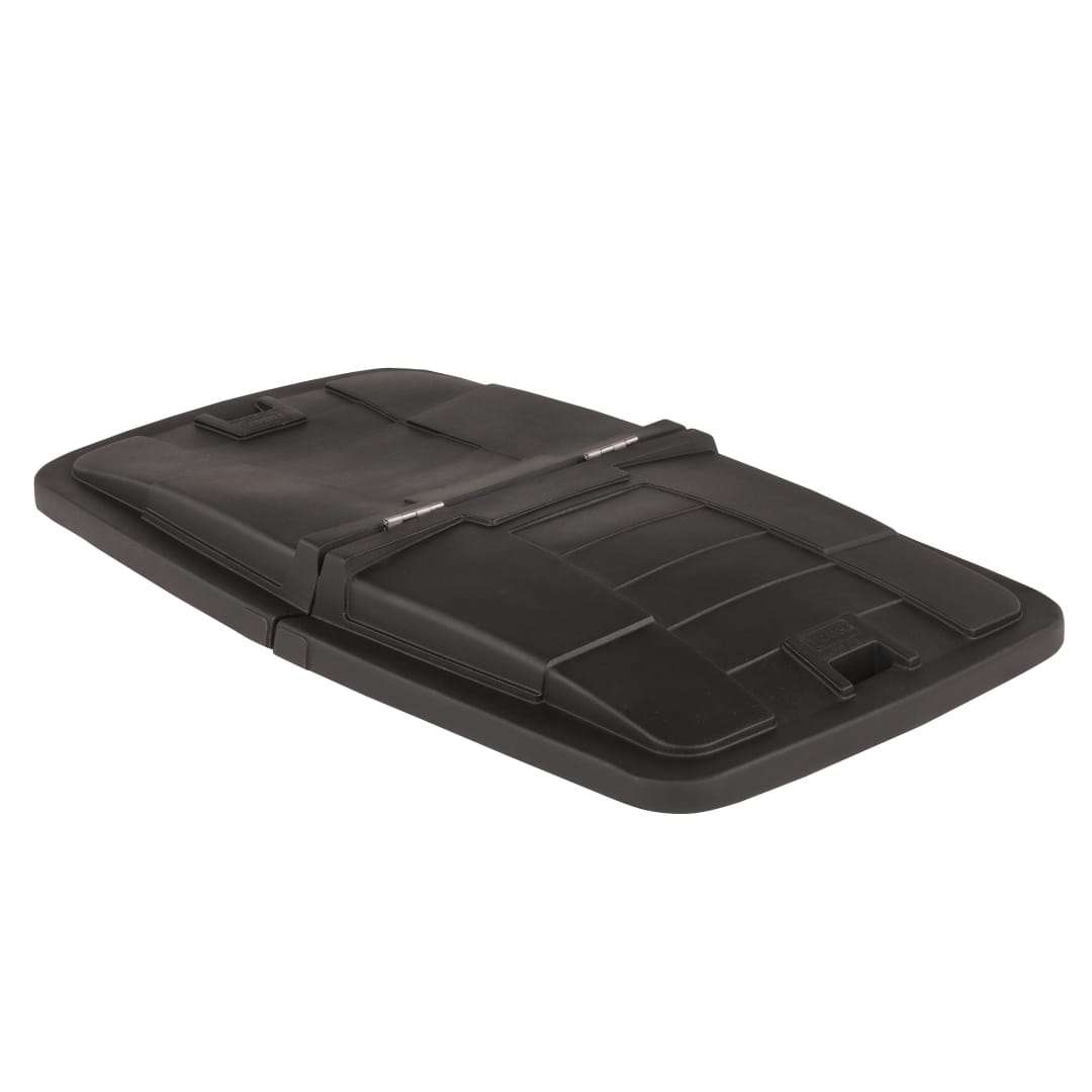 1 Cubic Yard Removable Split Lid hinges in center for Universal or Towable Mobile Trucks - Black