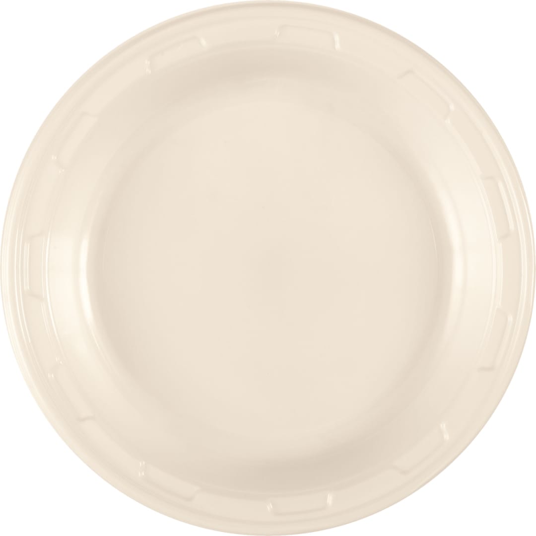 Vanilla Cream Solid Round 7" Plastic Dessert Plates, 50ct