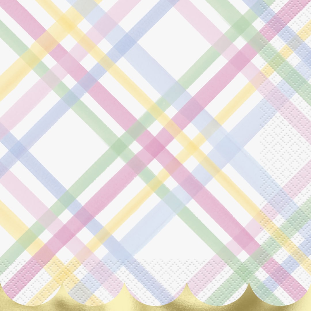 Gingham Easter Luncheon Napkins, 16ct - Foil Stamping