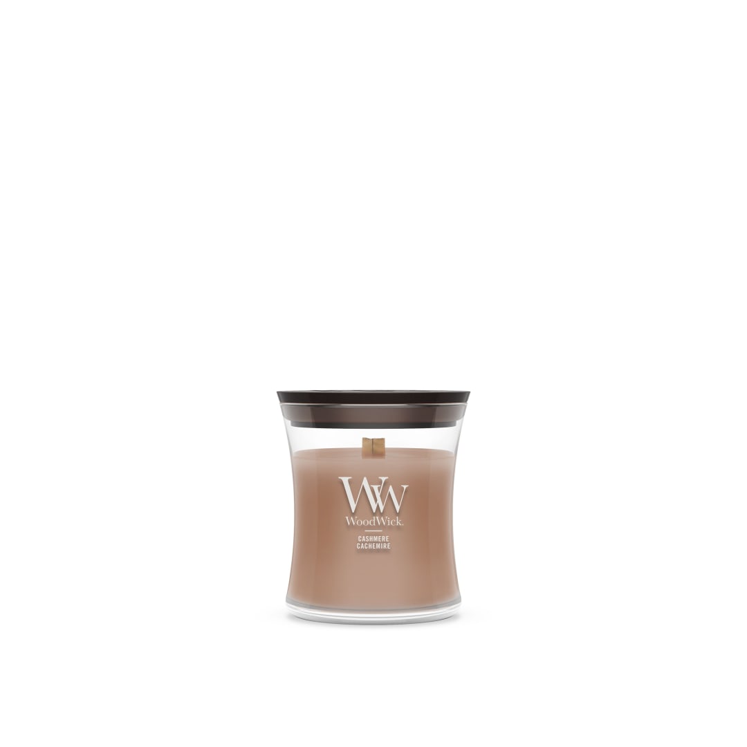 WoodWick Vela perfumada | Vela de tamaño mediano en forma de reloj de arena | Cashmere | Regalos perfectos para mujeres