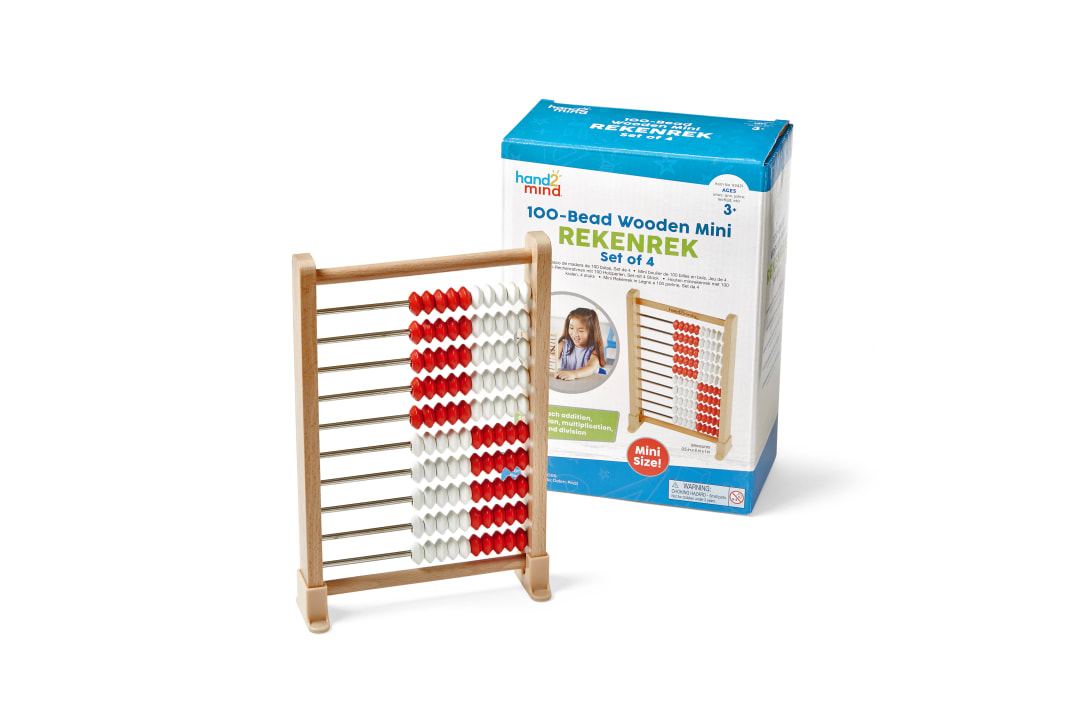 REKENREKS, MINI, 100-BEAD, WOOD, SET/4