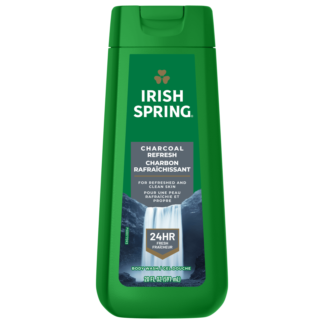 Irish Spring Charcoal Refresh Moisturizing Body Wash for Men, 24-Hour Fresh, Face and Body Wash, Men’s Body Wash, Biodegradable Ingredients, Paraben Free, Cool Fresh Scent, 20 fl oz Bottle