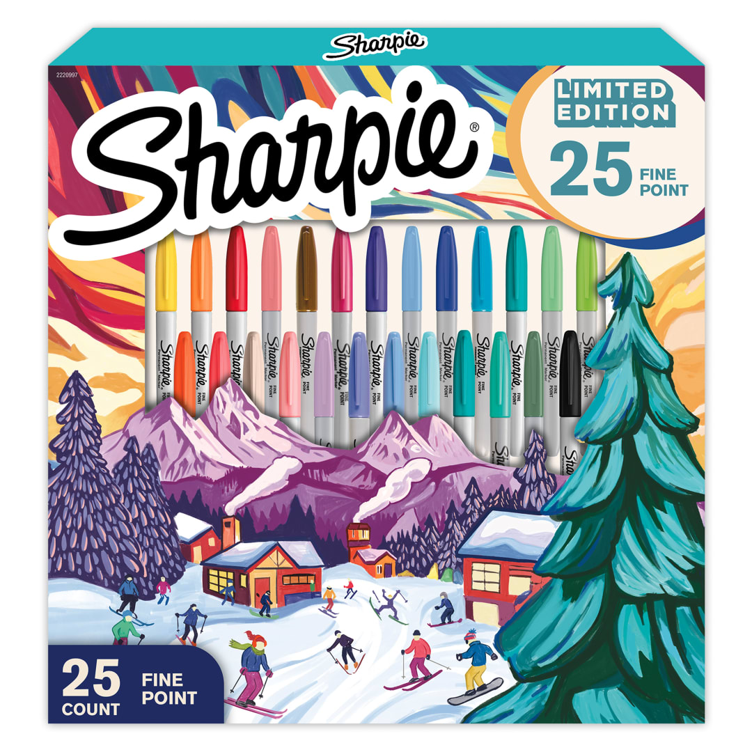 Sharpie Permanent Markers, Fine Point Markers Variety Pack, Assorted Colours, 25 Count