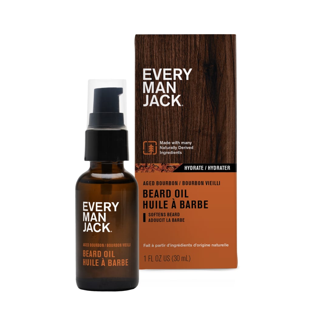 Every Man Jack Mens Beard Oil - Subtle Aged Bourbon Fragrance - Deeply Moisturizes and Softens Your Beard and Adds a Natural Shine - Naturally Derived with Shea Butter- 30 mL