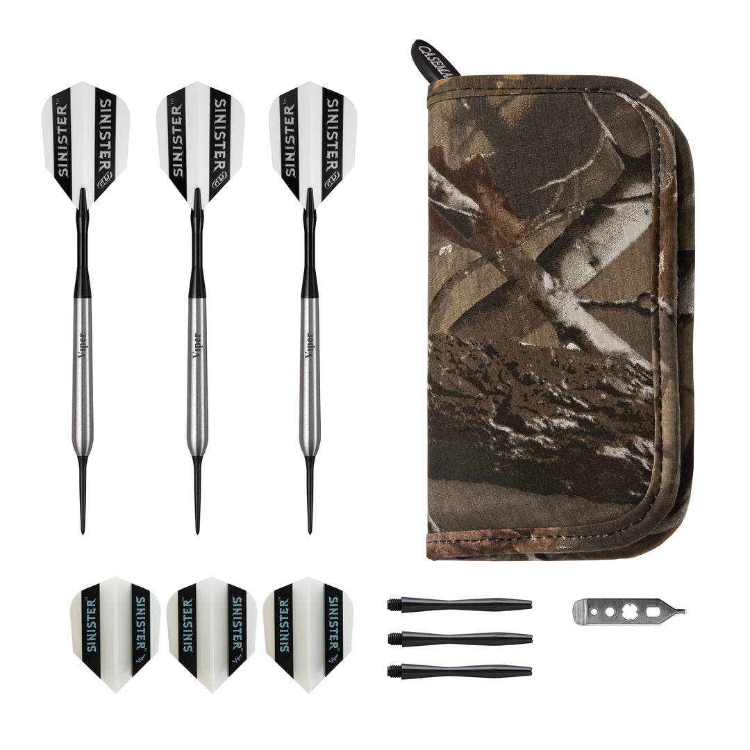Viper Sinister 95% Tungsten 25 Gram Steel Tip Darts & Casemaster Deluxe Realtree Dart Case