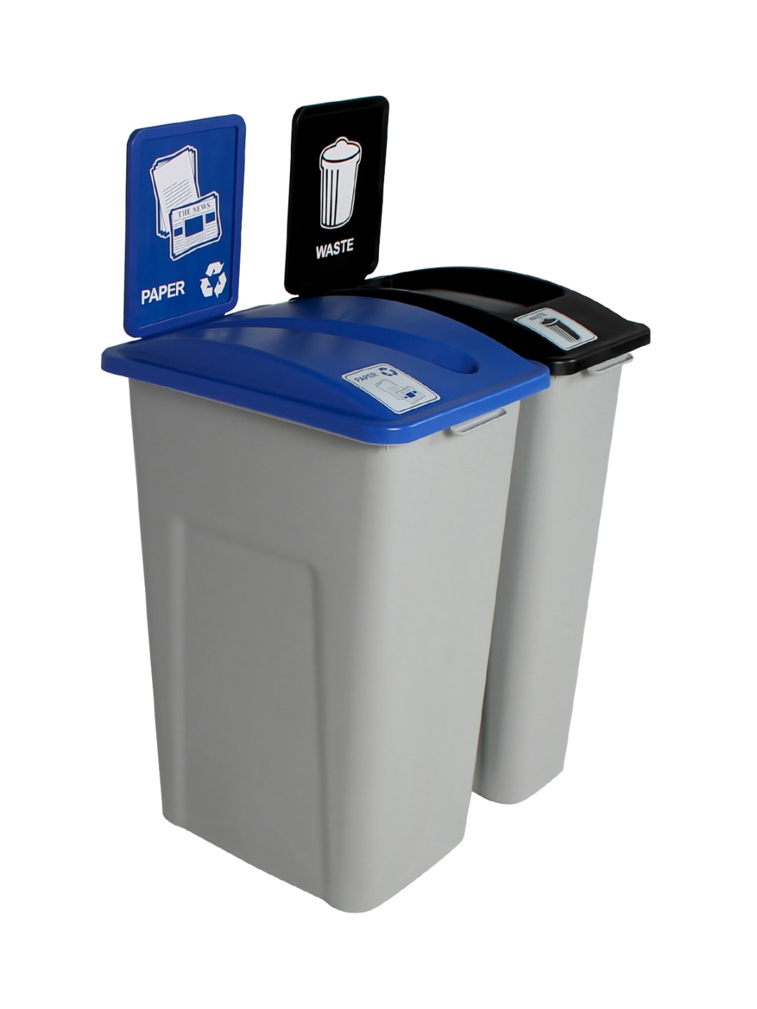 WASTE WATCHER - Double - Kit - Paper-Waste - Slot-Full - Grey-Blue-Black