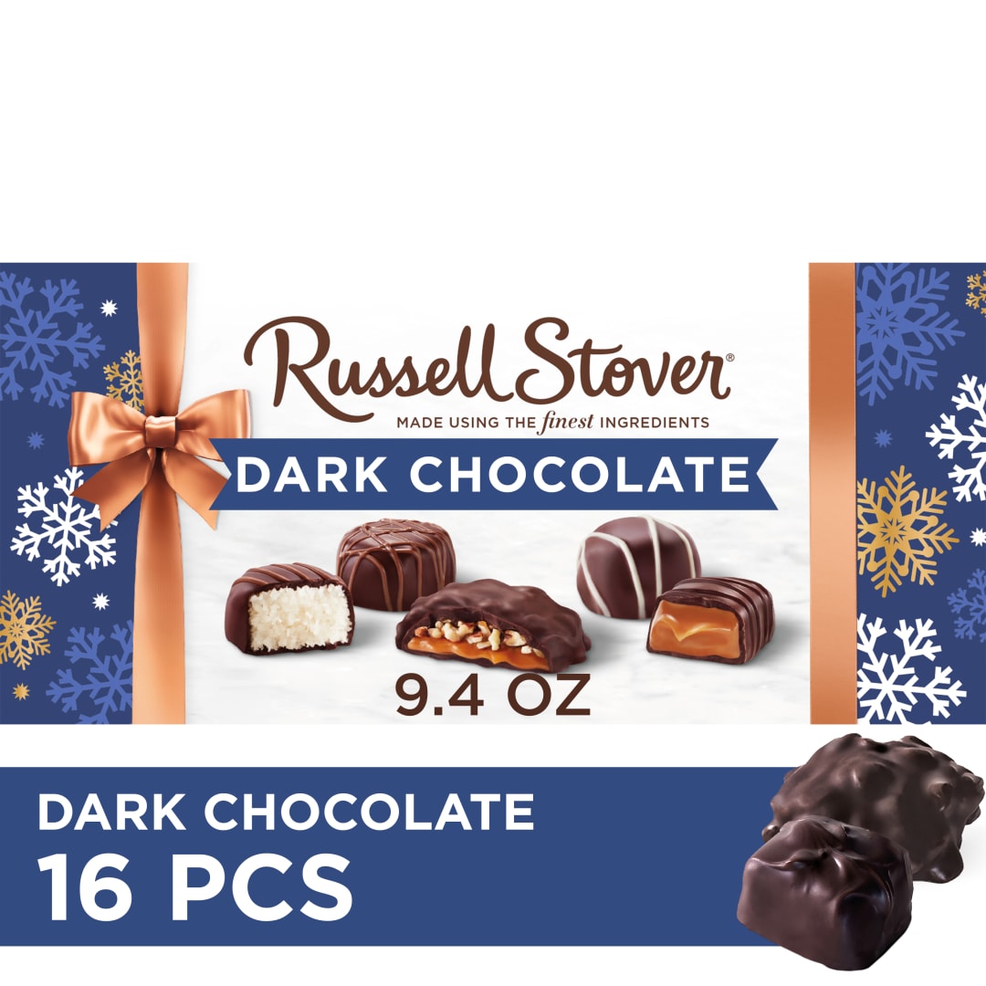 RUSSELL STOVER Christmas Dark Chocolate Candy Assortment Gift Box, 9.4 oz.
