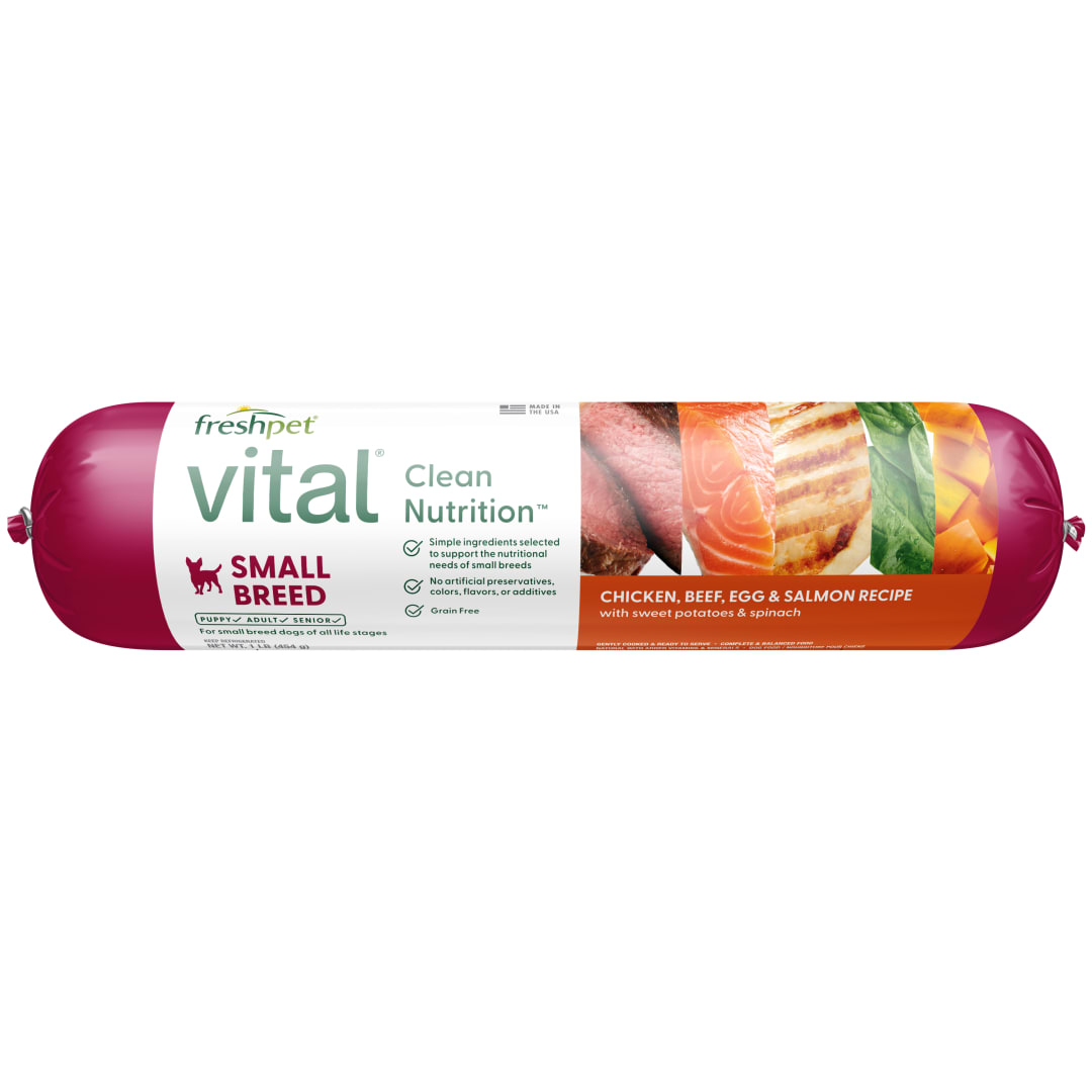 Freshpet Vital, Fresh Dog Food, Grain Free Small Breed Chicken, Beef, Egg & Salmon Recipe Roll 1 lb.