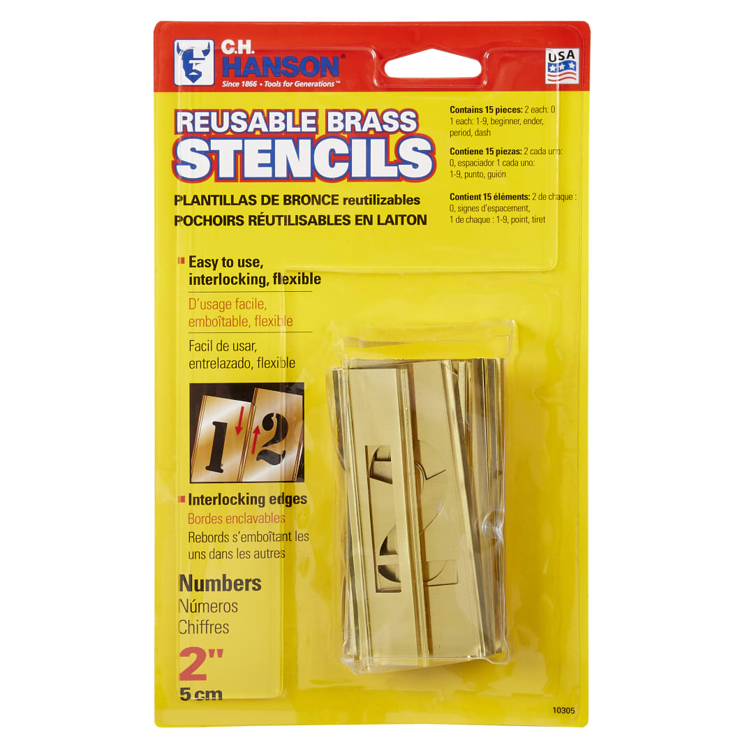 Stencil Set-Numbers 2" Brass 15 Pieces