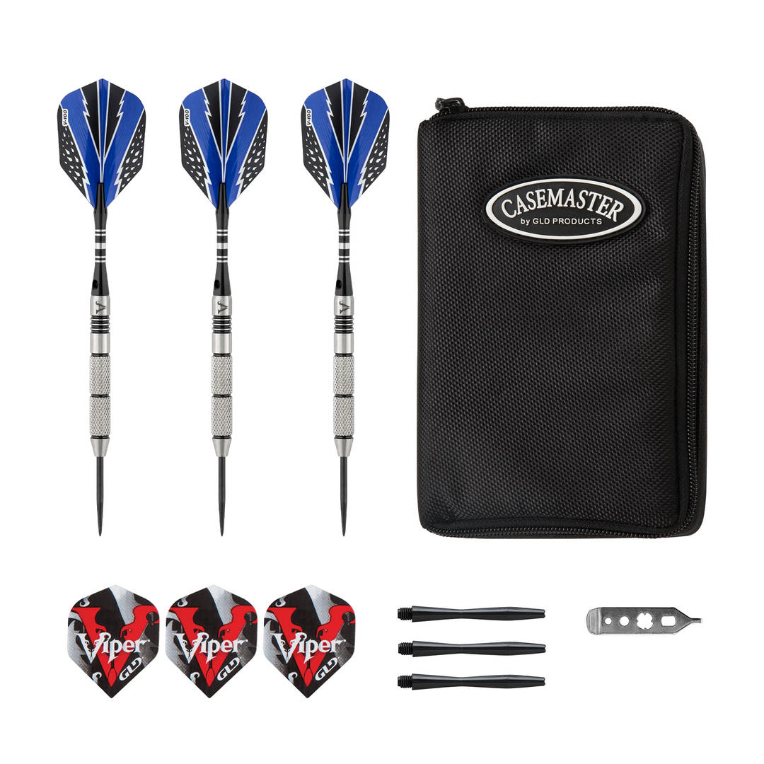Viper Cold Steel 80% Tungsten 21 Gram Steel Tip Darts & Casemaster Select Black Dart Case