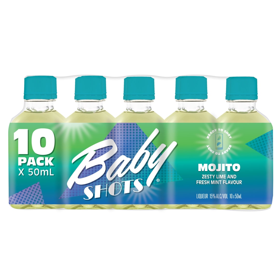 Baby Shots Mojito Liqueur 10 Pack Plastic Bottle 30 Proof