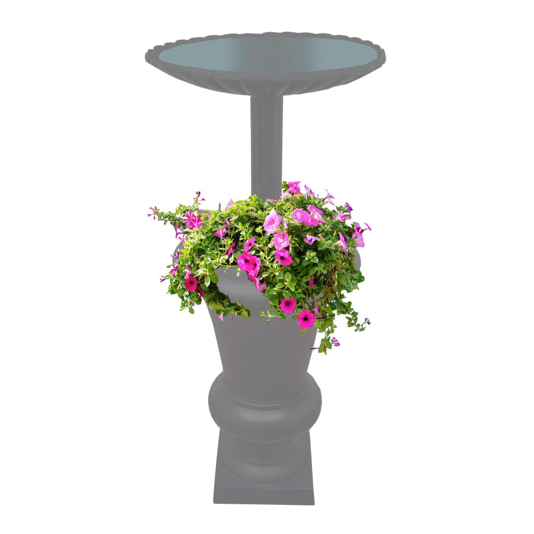 Ornate Round Cast Aluminum Metal 40-in Grey Bird Bath and Planter Vase Combo
