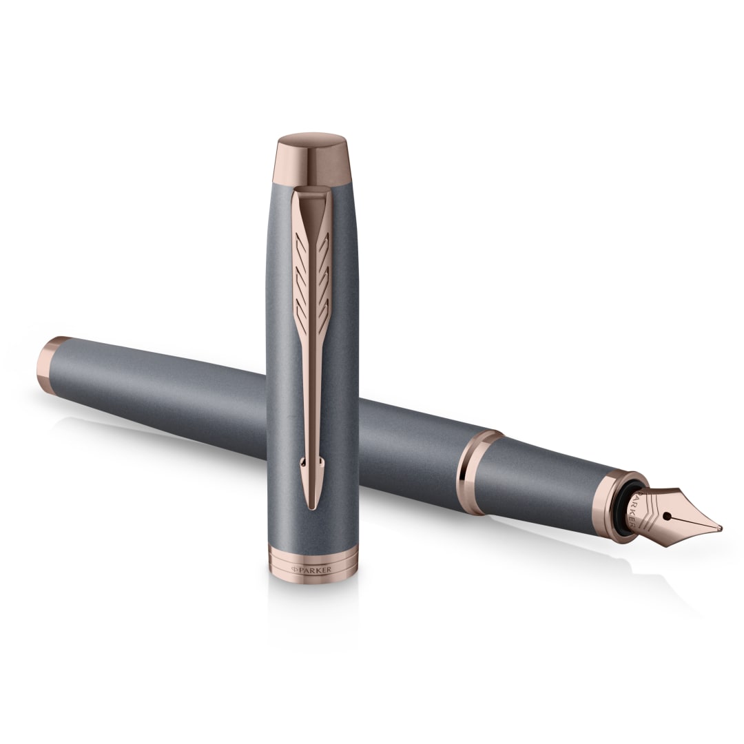 Parker IM Pluma estilográfica | colección Finishing Touch | acabado pizarra | fino | tinta azul | estuche de regalo