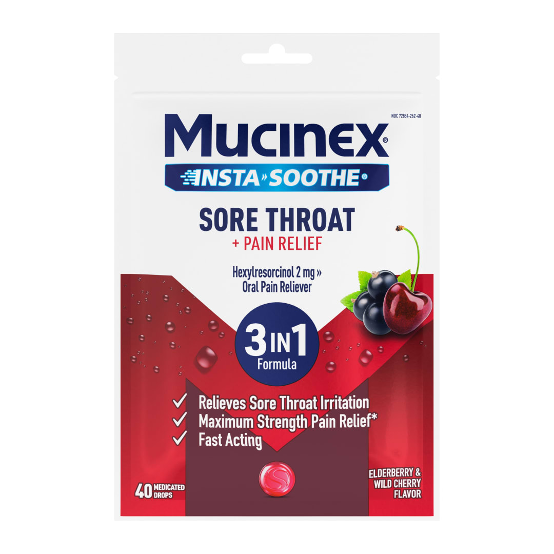 MUCINEX® InstaSoothe™ Sore Throat + Pain Relief - Elderberry & Wild Cherry 36/40 ct.